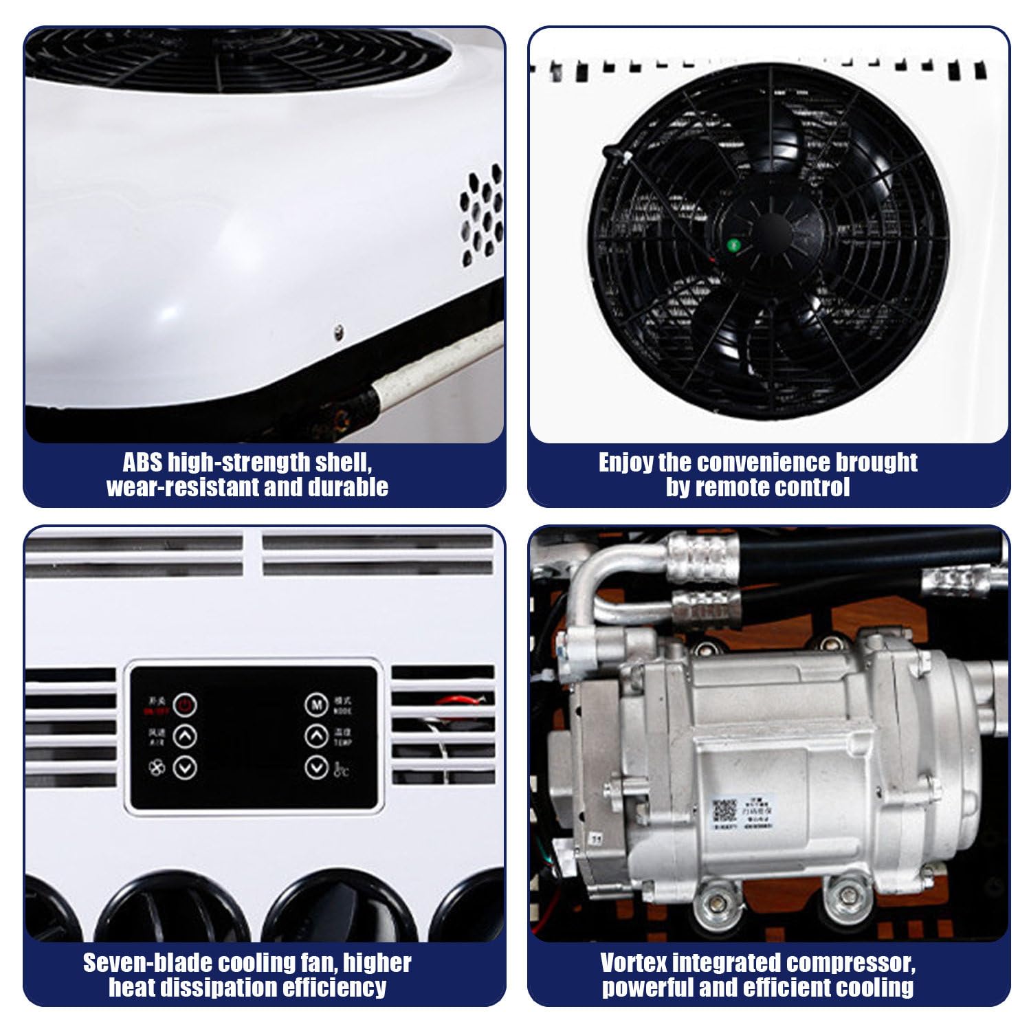 12V/24V Condizionatore per Camper, unità A/C Silenziosa, Raffreddamento Rapido, Aria Condizionata da Parcheggio per Camion, Rimorchi, Barche, Camper, Trattori, Roulotte,12V