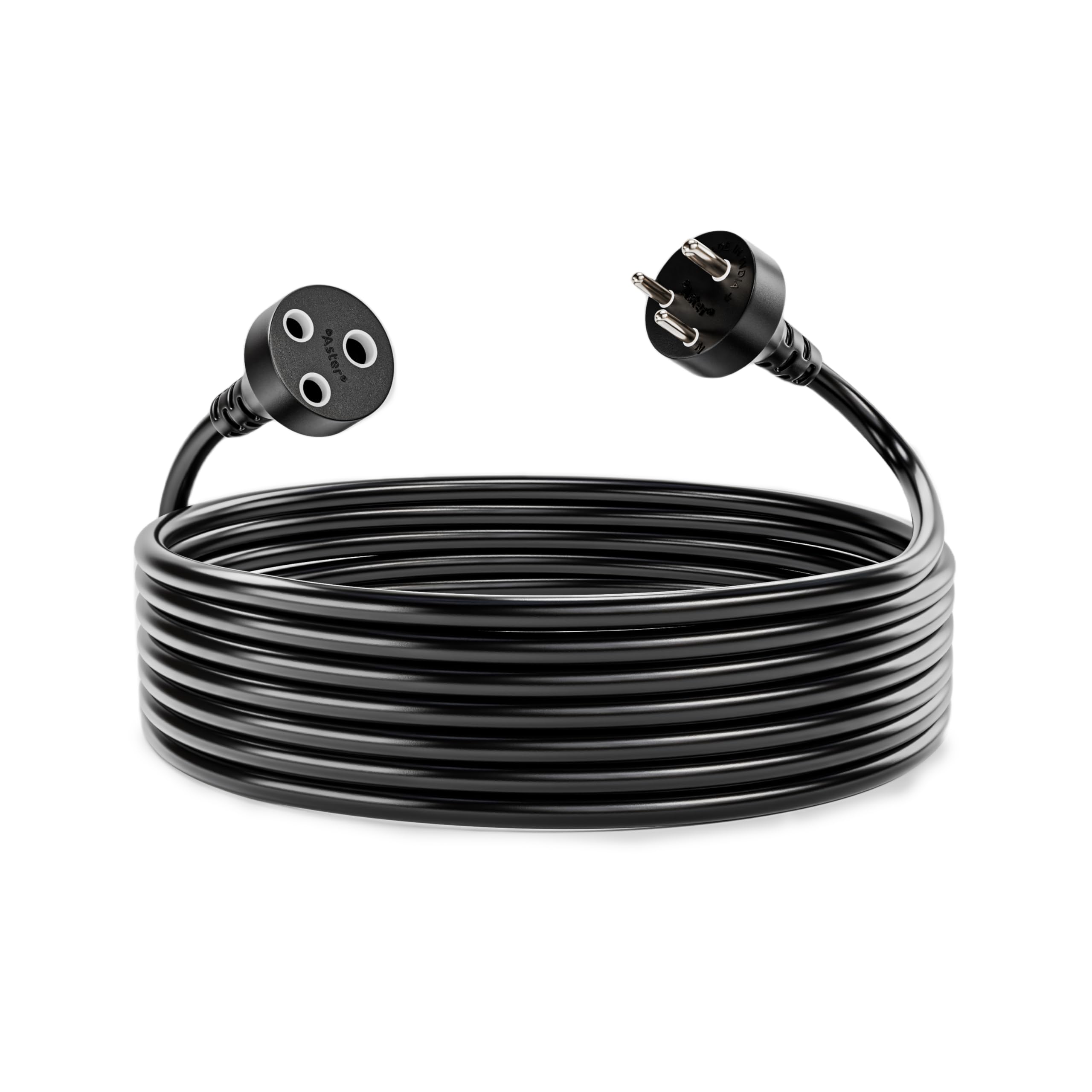 Amster 3 Meter Heavy Duty Extension Cord with Single Outlet, 10A, Expandable 3-Pin Plug for Indoor & Outdoor Use (Black)