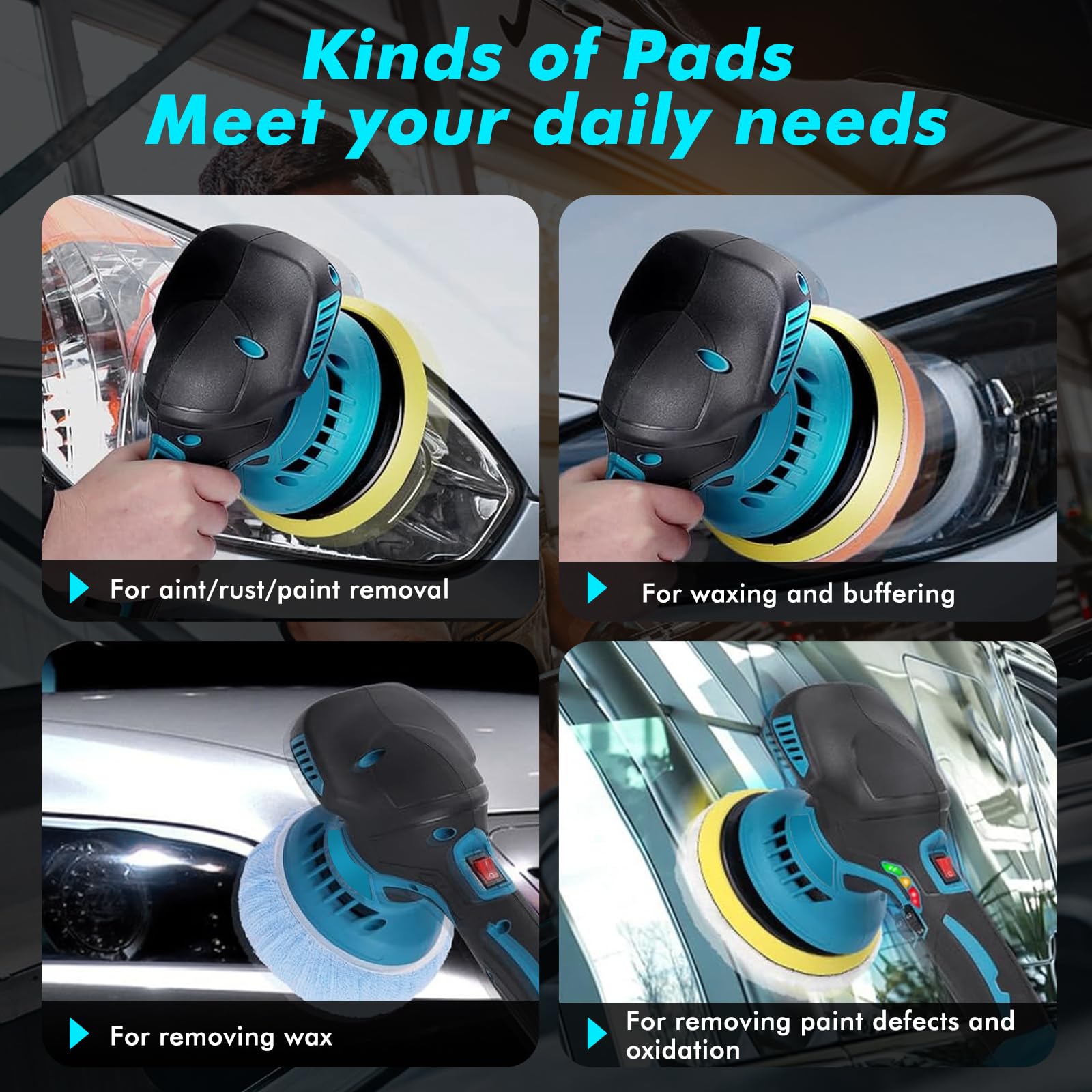 Elektrischer Polierer 21V - 6 Geschwindigkeiten Mit Akkus Für Auto & Wachspflege