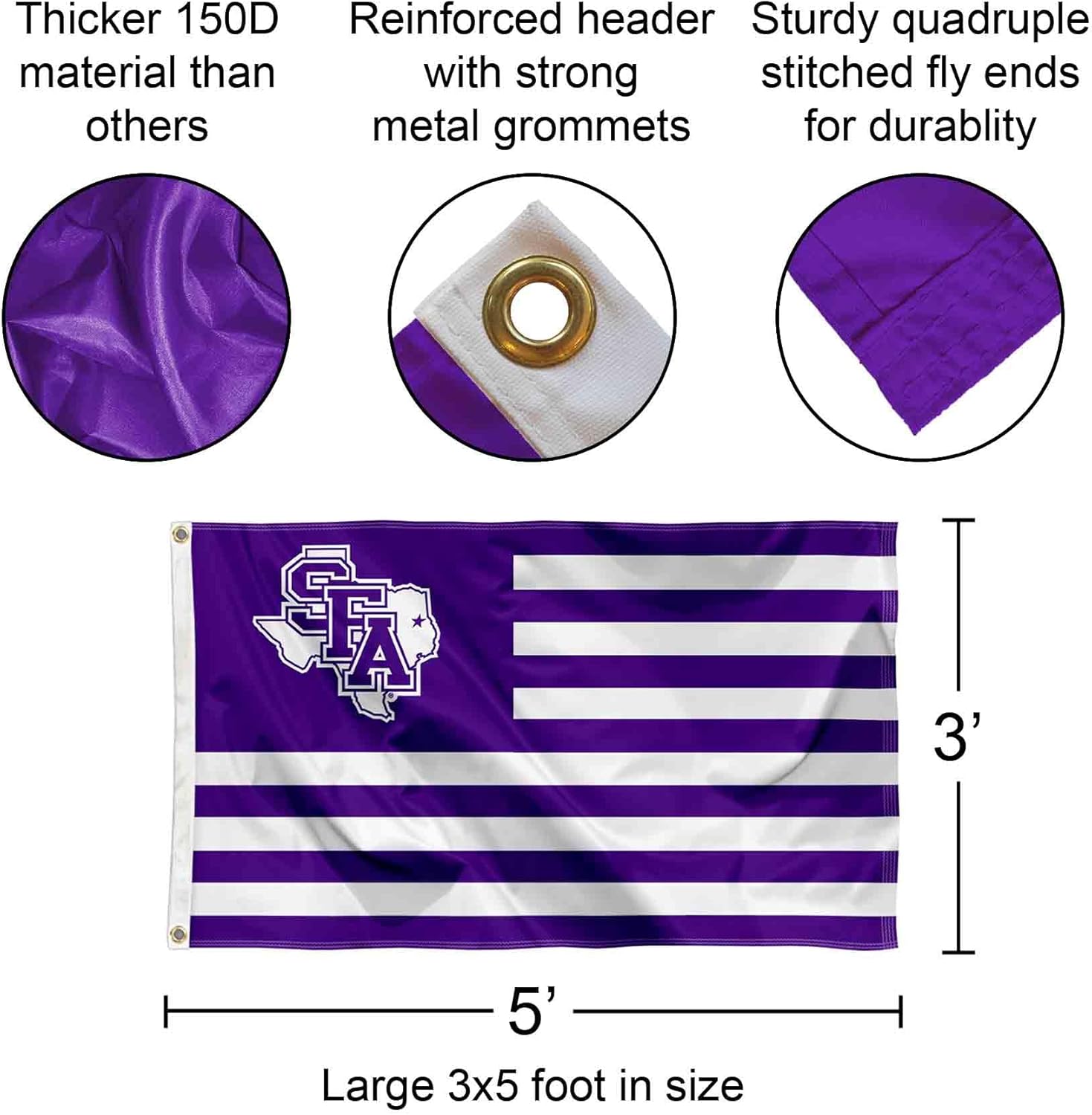 Stephen F. Austin Lumberjacks American Stripes Nation Flag - Image 2