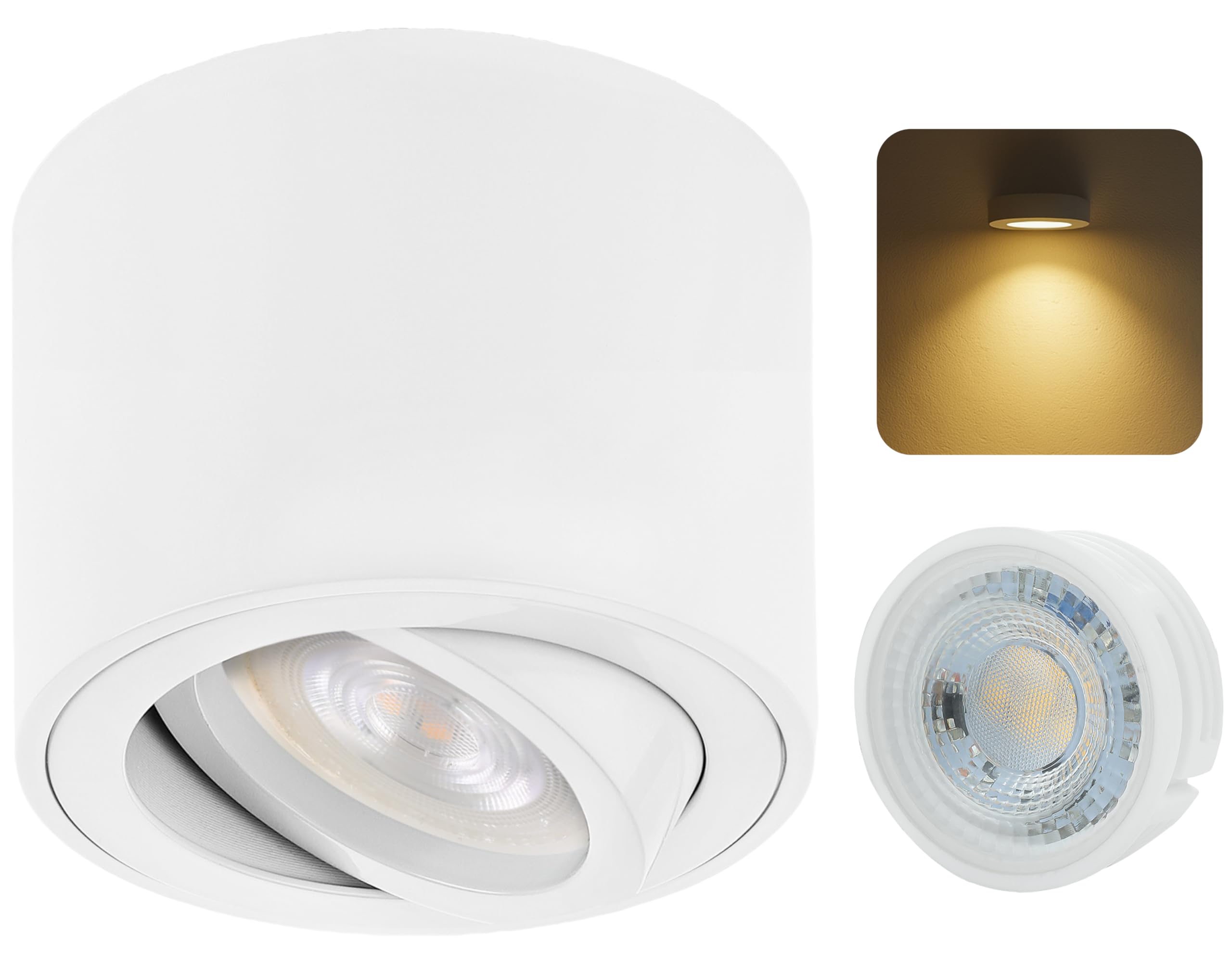 Sweet Led Set 6 Fari Da Incasso LED Orientabili: 3,5W, 330 Lumen, Luce Calda (3000K) Per Soffitto - Foro 75mm, Profondità 28,5mm - Ideale Per Cucina E Soggiorno