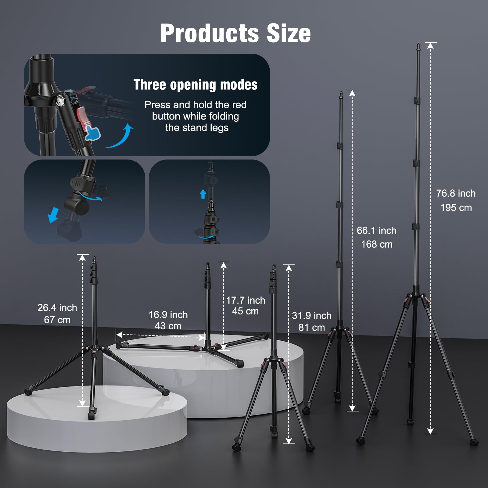 Lichtstativ 200cm/78,7in Lampenstativ Umgekehrt Klappbares Kamera Stativ | Aluminium Stativ mit 1/4" Schraube für Kamera Webcam Studio Ringlicht Blitzlicht Projektor Softbox