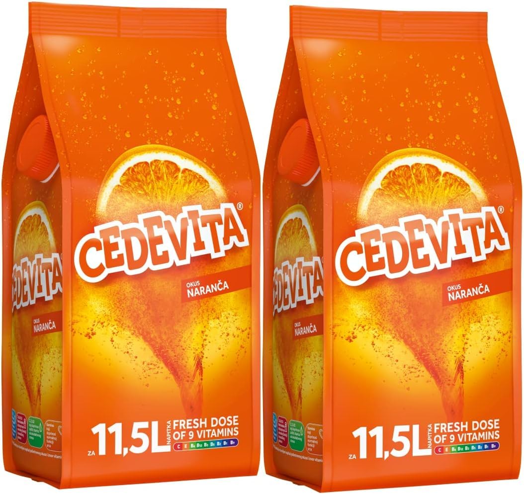 Cedevita orange 2 x 1 kg naranca poudre effervescente avec 9 vitamines pour 26L boissons non alcoolisées