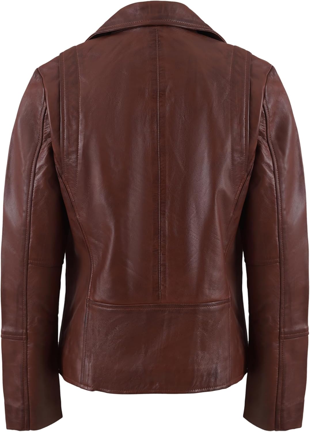 Women’s Real Lambskin Asymmetrical Motorcycle Jacket-Biker Style Genuine Womens Leather Jacket - Image 3