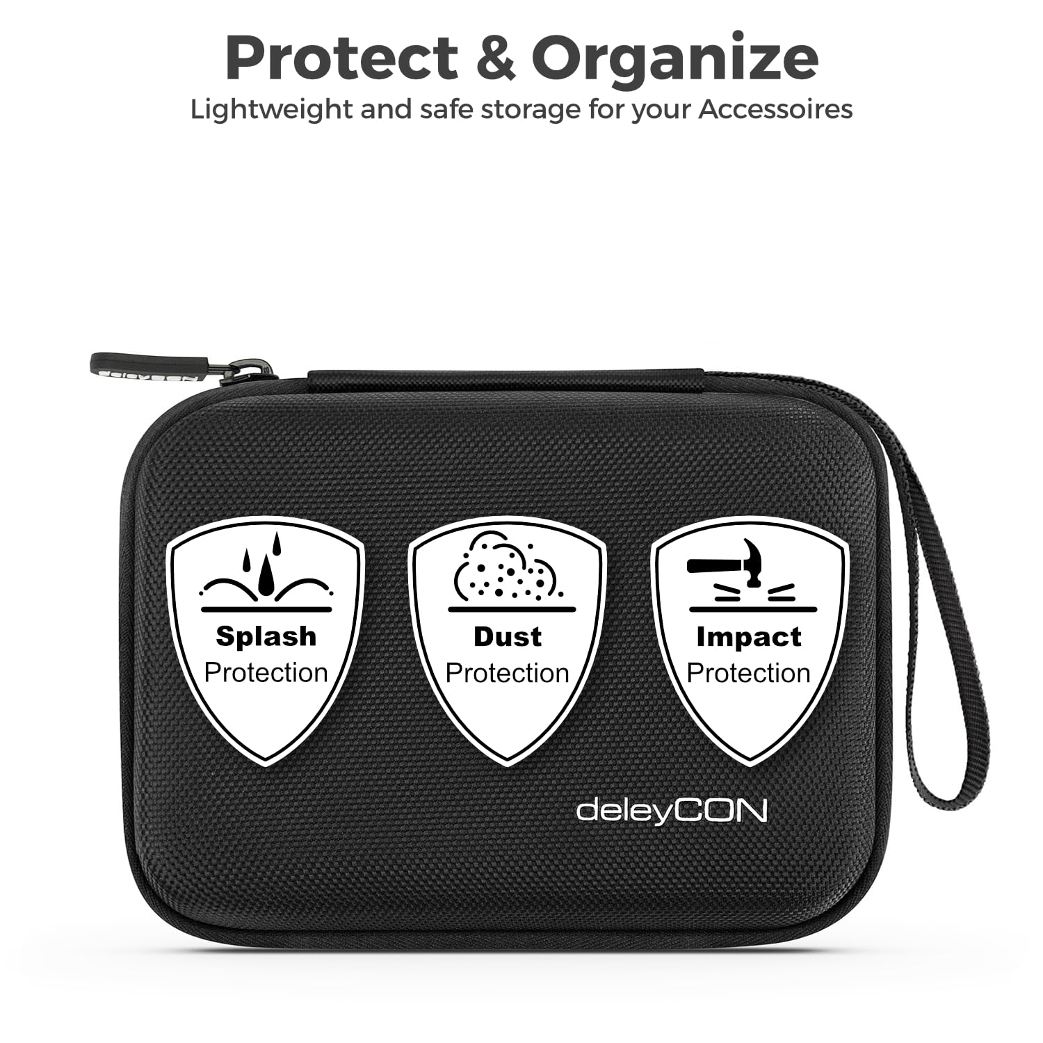 deleyCON Podróżna Torba Organizer Akcesoria Filc Mała - Hardcase z Przegrodami - na Elektronikę, Ładowarkę, Zasilacz, Kable, Samochód, Akcesoria Podróżne, Maszynkę do Strzyżenia, Kamerę - Czarny