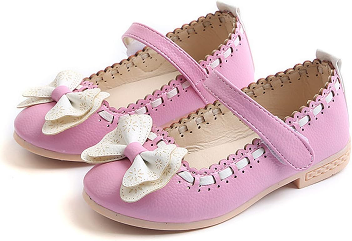 UBEY Girls PU Leather Mary Jane Flat Shoes Fashion Princess Shoes for Baby Girls(5M US Toddler,Pink)