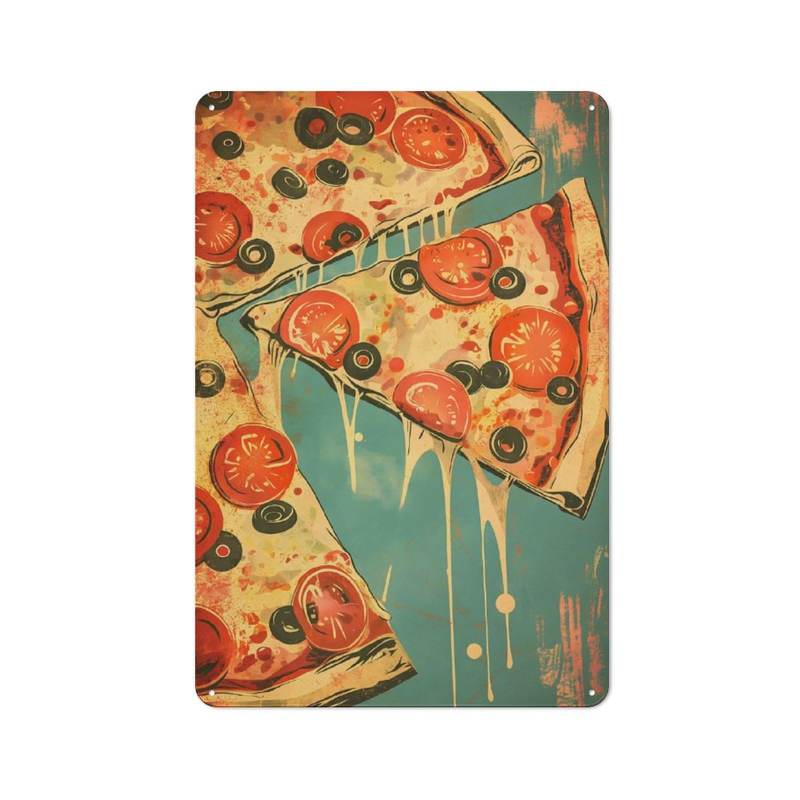 Pizza Vintage Vintage Metal Wall Decor 30x20cm, Garage Metal Sign for Workshop, Basement, Shed Or Games Room
