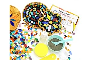 Lanyani Glass Mosaic Kits for Adults DIY Stained Glass Mosaic Coaster Making