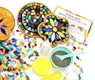 Lanyani 2 Sets of DIY Mosaic Craft Kits Mosaic Tiles Coaster Kit Make Your Own Mosaic Project Handmade Craft Set with Stained Glass Mosaic Tile Pieces for Decoration and Gift