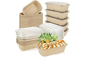 Biodegradable & Compostable Meal Prep Containers with Lids (100-Pack)
