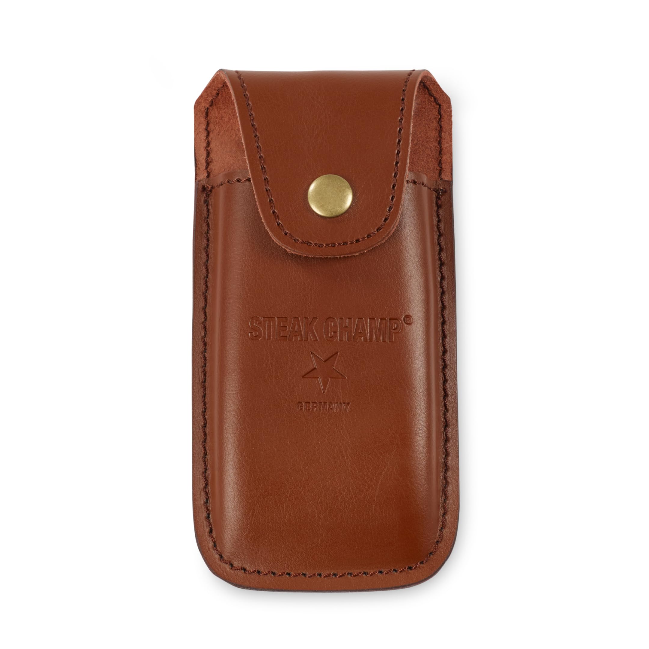 Funda de Cuero Steak Champ para Tenedor de Carne Bull Fork, Fabricada en cuero de alta resistencia, Ideal para Cinturón, con Lengüeta de Seguridad y Botón a Presión