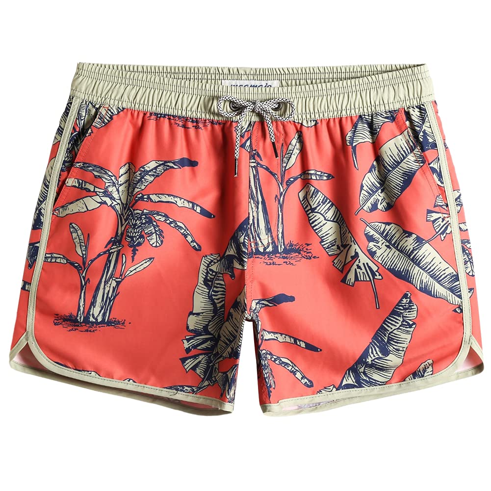 MaaMgic Herren Badeshorts Vintage Retro Boardshorts Schnelltrocknend Kurz Badehose Schwimmhose mit Mesh-Futter und Verstellbarem Tunnelzug