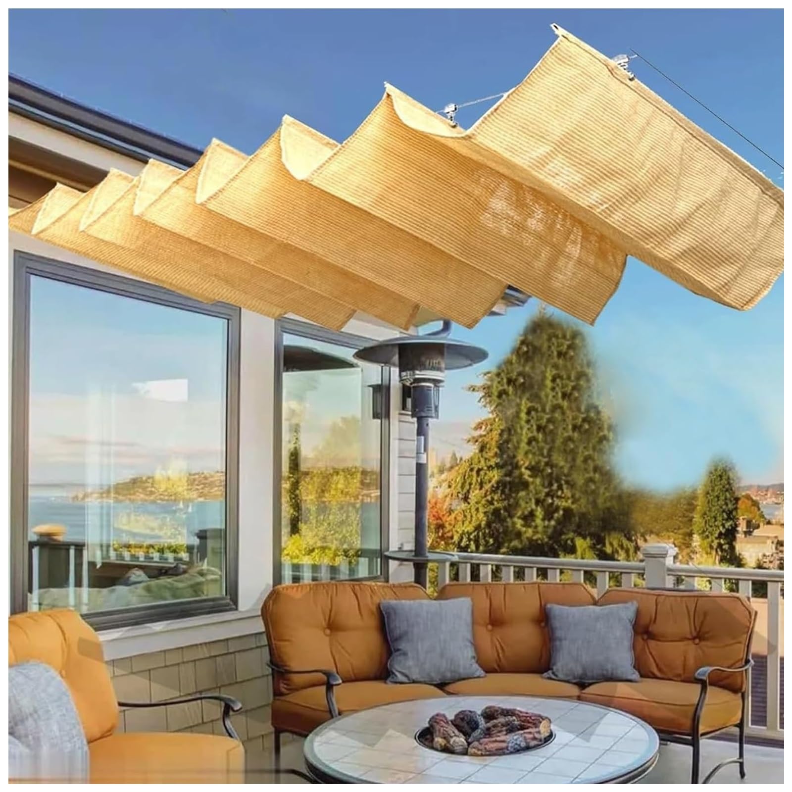 Auvent pare-soleil rétractable pour pergola et repas frais en terrasse