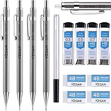 YISAN Mechanical Pencil 0.3 0.5 0.7 0.9 mm HB Metal Pencil Office Accessories for School Writing Drawing Sketching