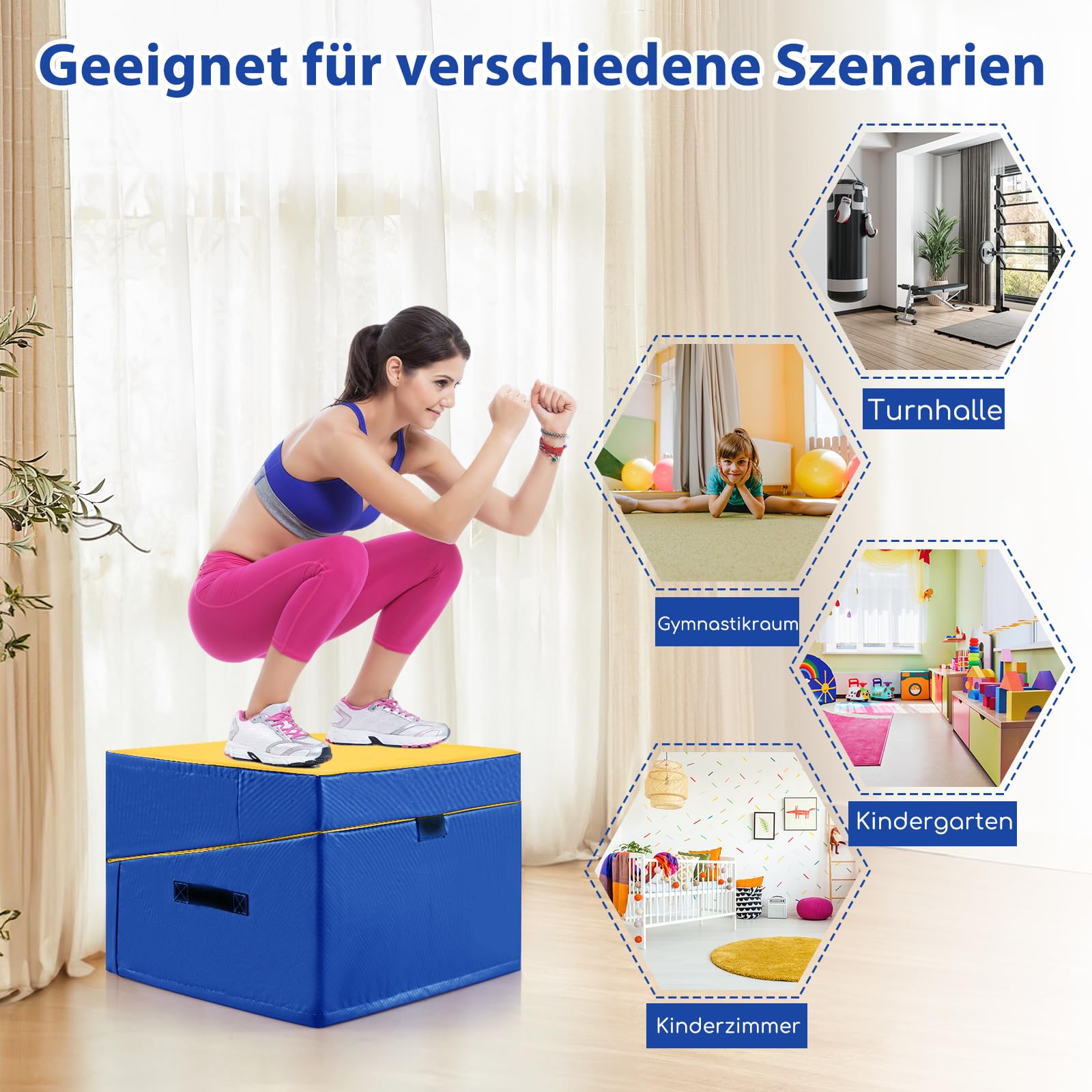 COSTWAY Schräge Gymnastikmatte, keilförmige Weichbodenmatte klappbar, 2 in 1 Turnmatte mit Tragegriff, Sportmatte Fitnessmatte Kinder für Zuhause, Gym