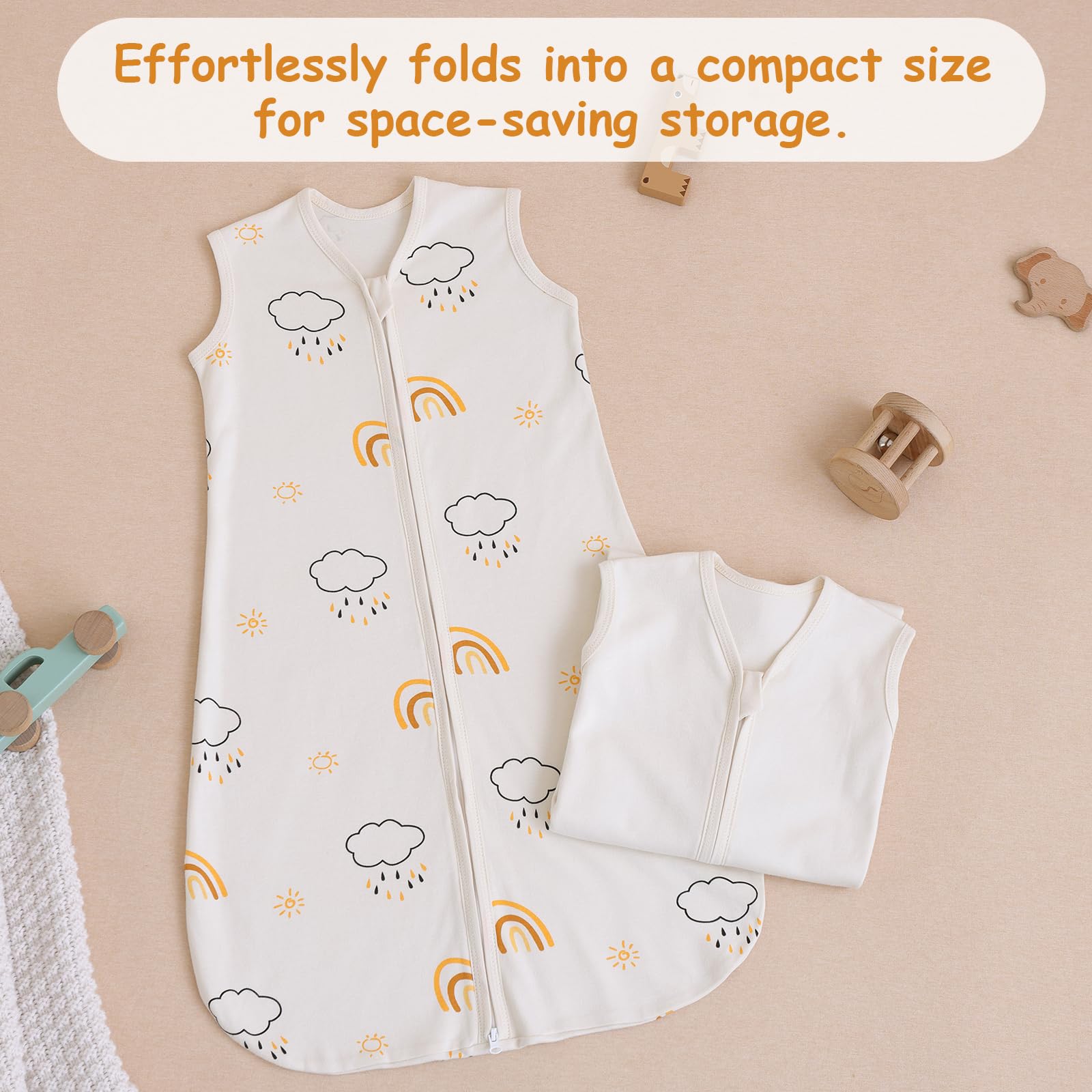 PewinGo 0.5 TOG Sacco Nanna Neonato 0-6 Mesi 2 Pezzi in Cotone Biologico | Certificato OEKO-TEX, Cerniera Doppia, Morbido e Traspirante, Lavabile in Lavatrice