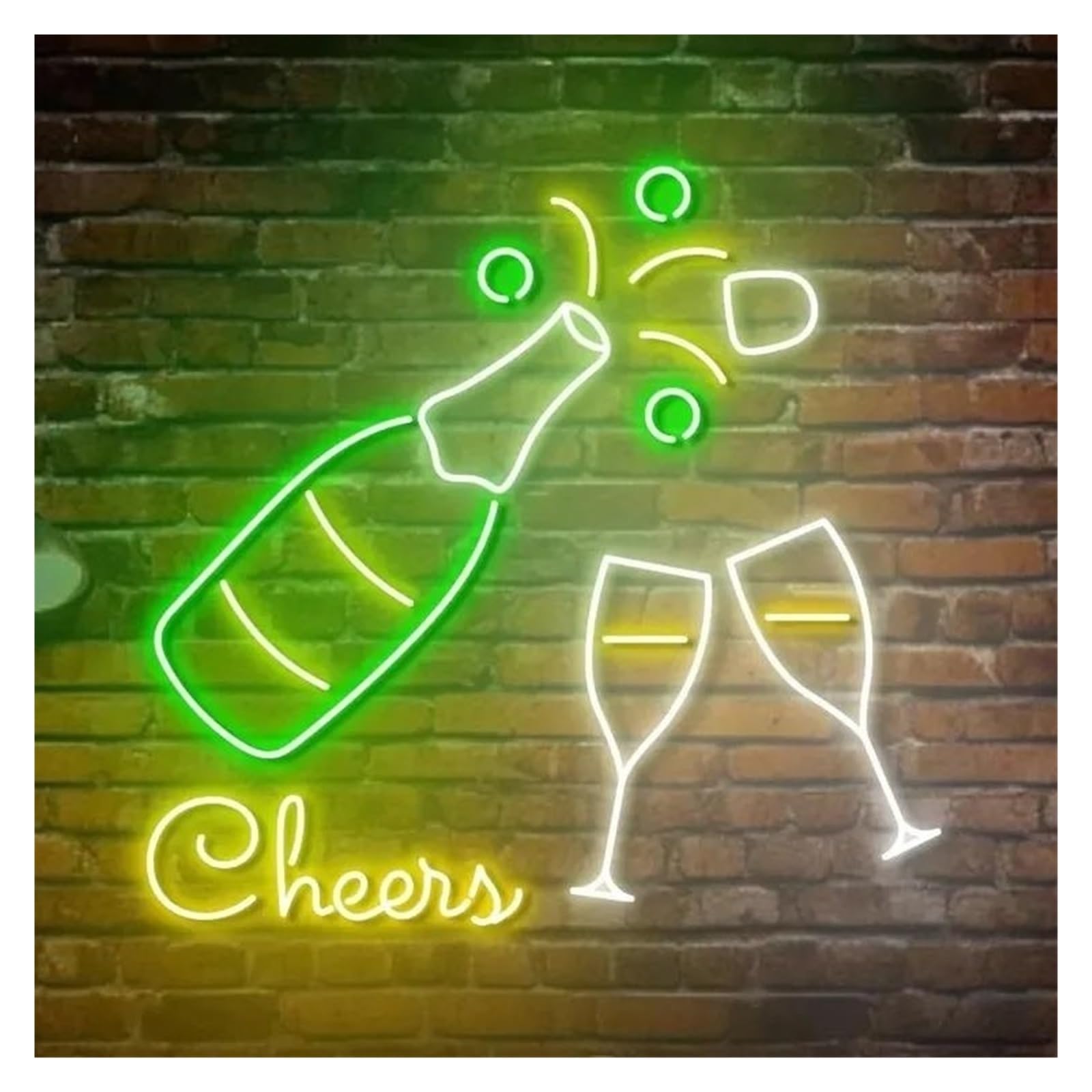 Shouxi One Color Sign Lamp Cheers Neon Sign Open Wine Business Bar Pub Window Display Wall Decor Dimmable Light 45Cm