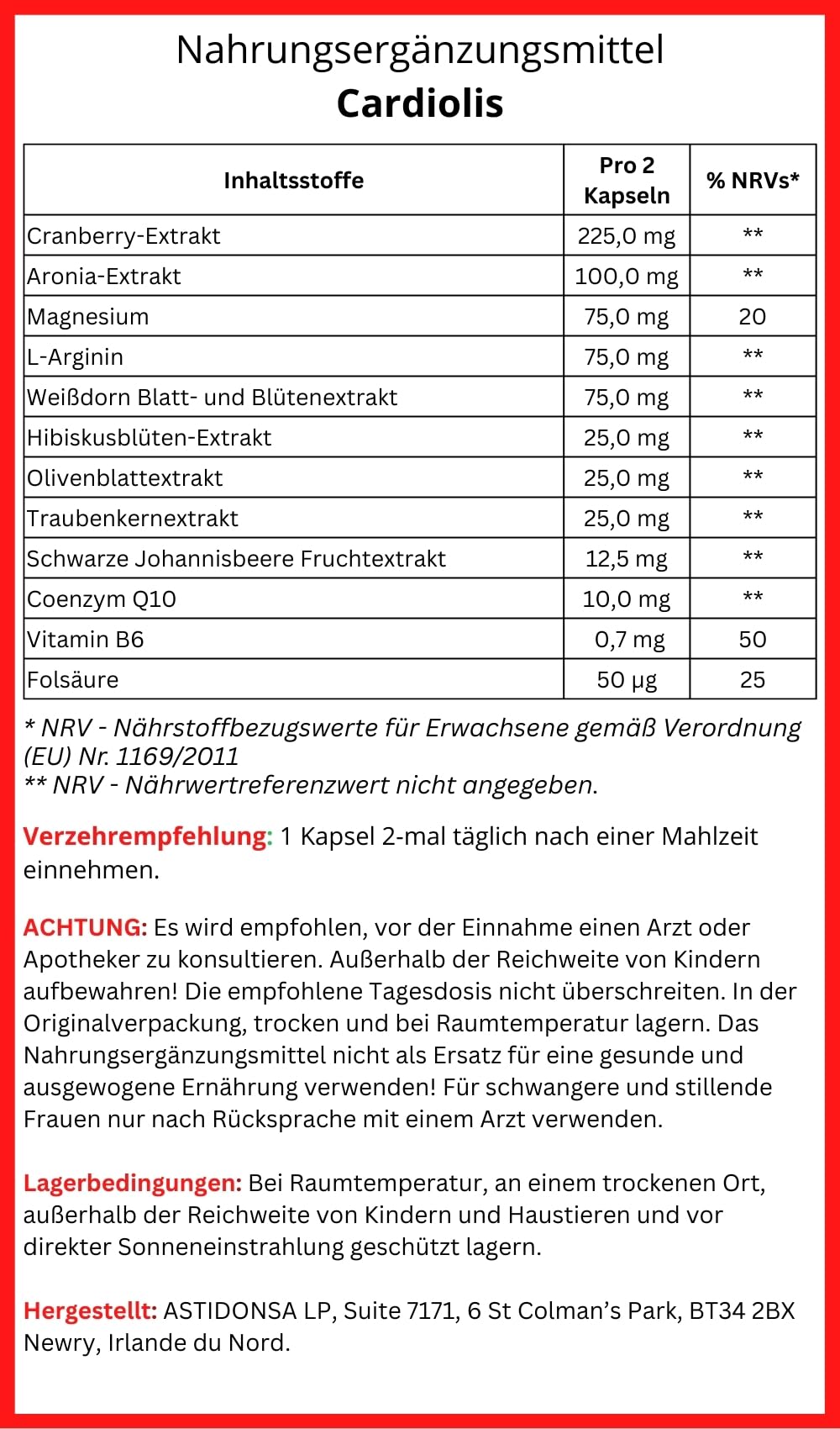 CARDIOLIS integratore alimentare per adulti – 60 capsule – con estratto di mirtillo rosso, coenzima Q10, magnesio. (1)