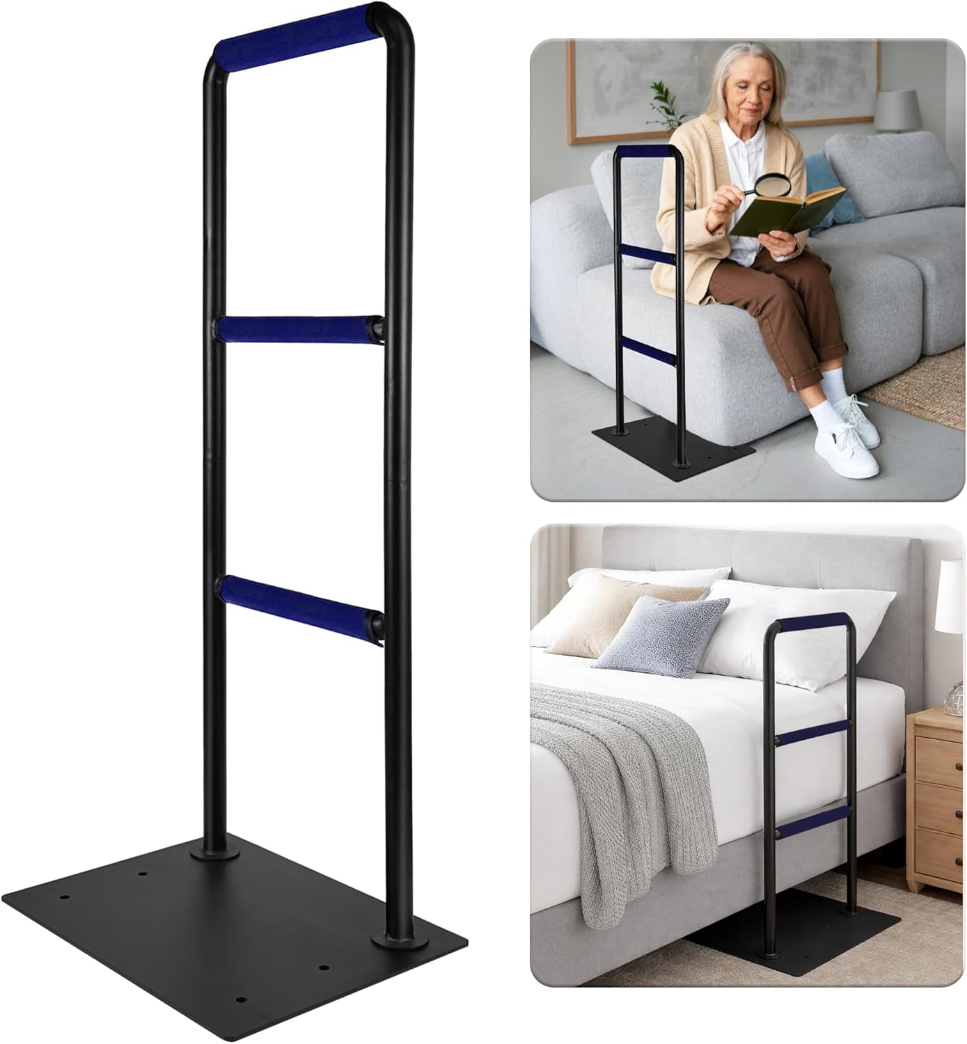 Stand Assist Aid for Elderly, 16''x13''x40'' Chair & Couch Stand Assist Bar, Standing Aids & Supports with Non-Slip Covers, Mobility Standing Aid Rail for Couch (Solid Base)