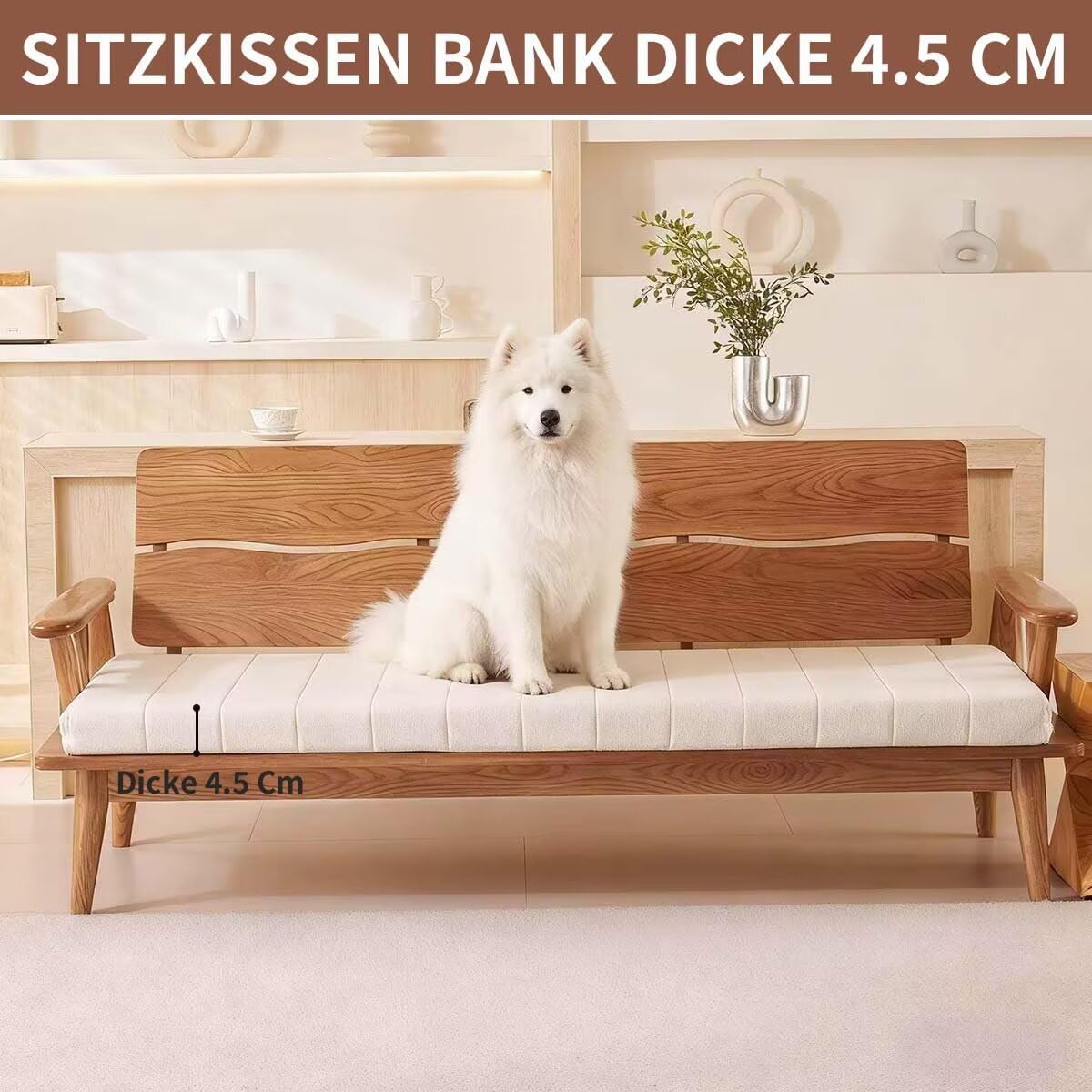 120 x 40 cm con Rutschfester Unterseite, Waschbares Sitzkissen für Esszimmer, Gartenmöbel, Fensterbank - Strapazierfähig & Mit Reißverschluss