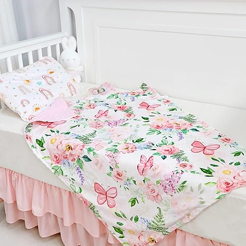 Miniatura 7 de Mantas de bebé para niñas, suave manta rosa Minky para niños pequeños, 30 x 40 pulgadas, doble capa, respaldo punteado, manta floral para cuna de