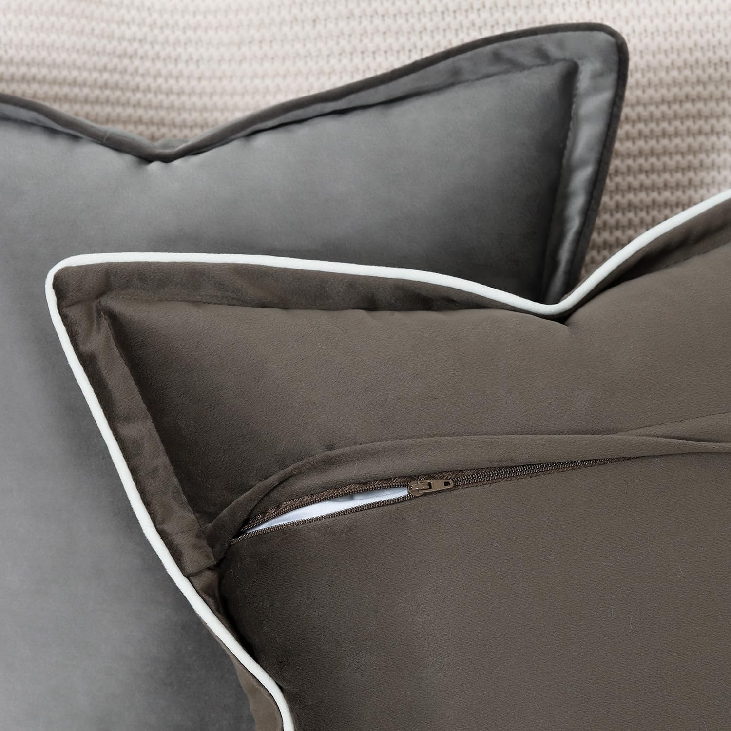 Madizz Set of 2 Velvet Fringed Throw Pillow Covers 24x24 inch, 60x60 cm - Image 4