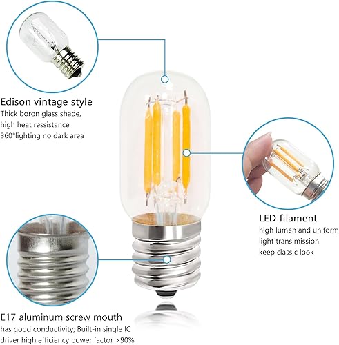 Miniatura 8 de Bombillas de microondas debajo del capó 125 V 40 W equivalentes a bombilla de microondas Whirlpool 8206232a 4W bombilla LED para electrodomésticos