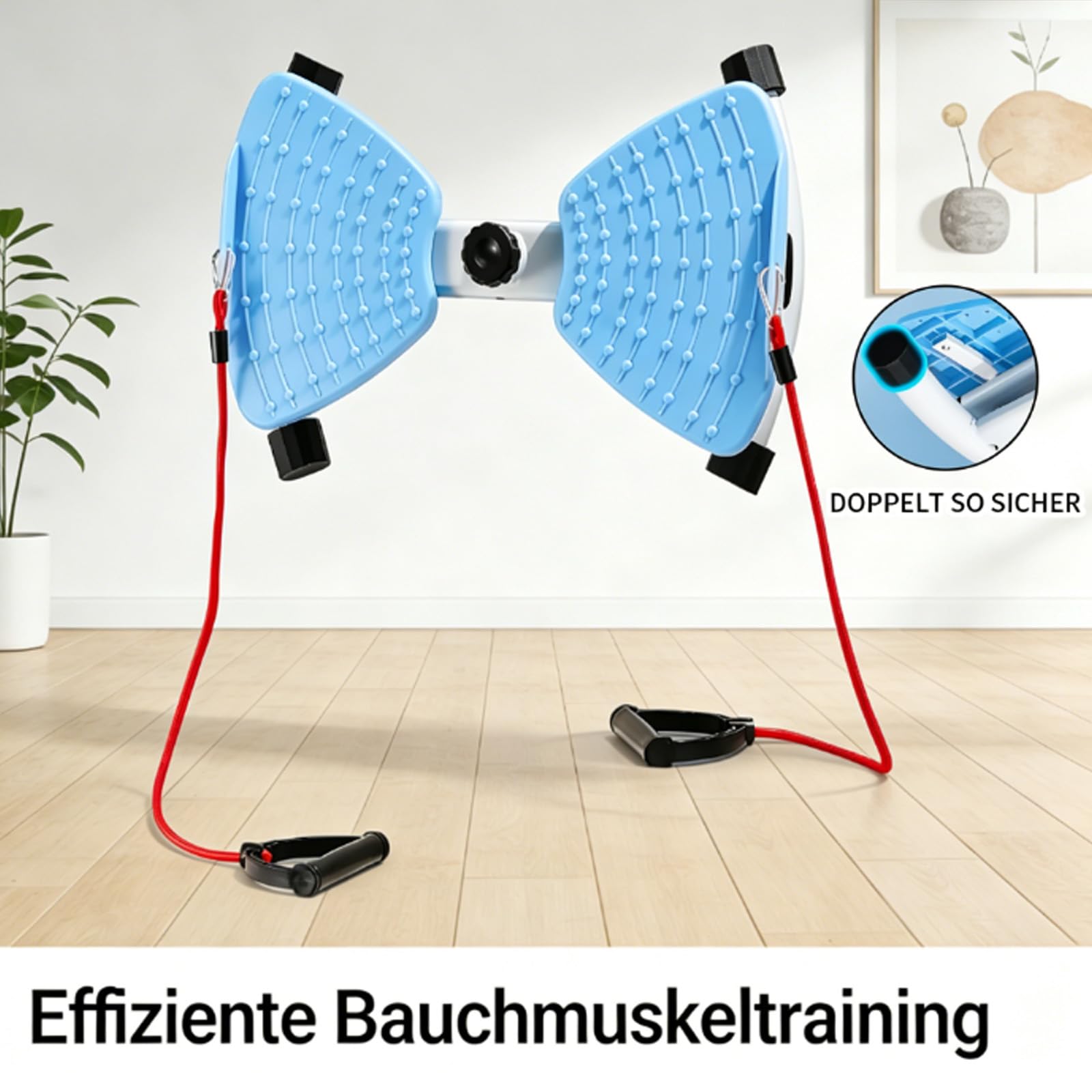 Pilates Board, Hüfttwister Bauchmuskeltrainer, Twist Waist Disc Borad mit 2 Widerstandsbändern für Core-Training, Schlanke Taille (Blau)