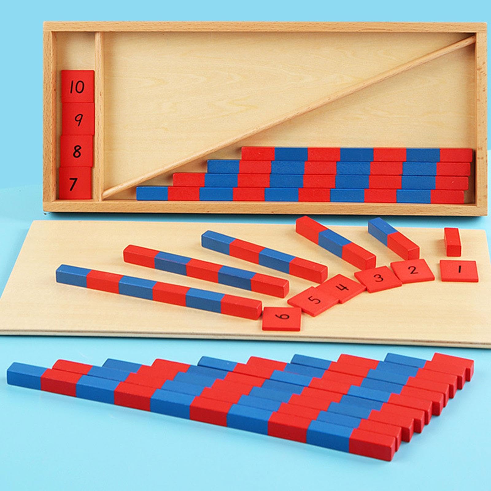 Qianly Juego de Barras Numéricas de Madera Matemáticas Material Didáctico para Juegos Numéricos y Distinción de Formas Adecuado para