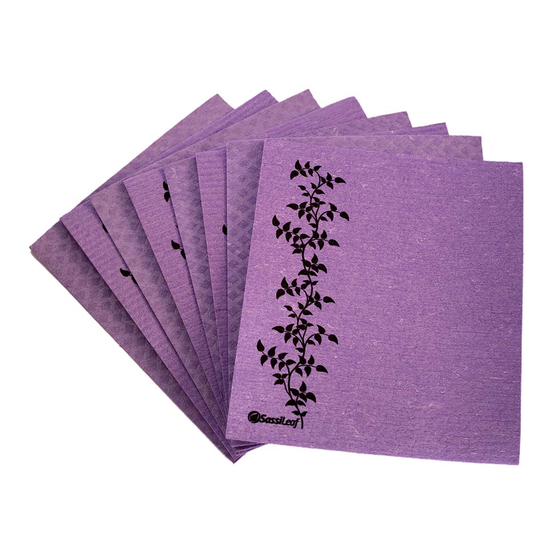 Swedish Dishcloth Cellulose Sponge Cloth Absorbent Reusable Eco-Friendly Set of 8 Lavender
