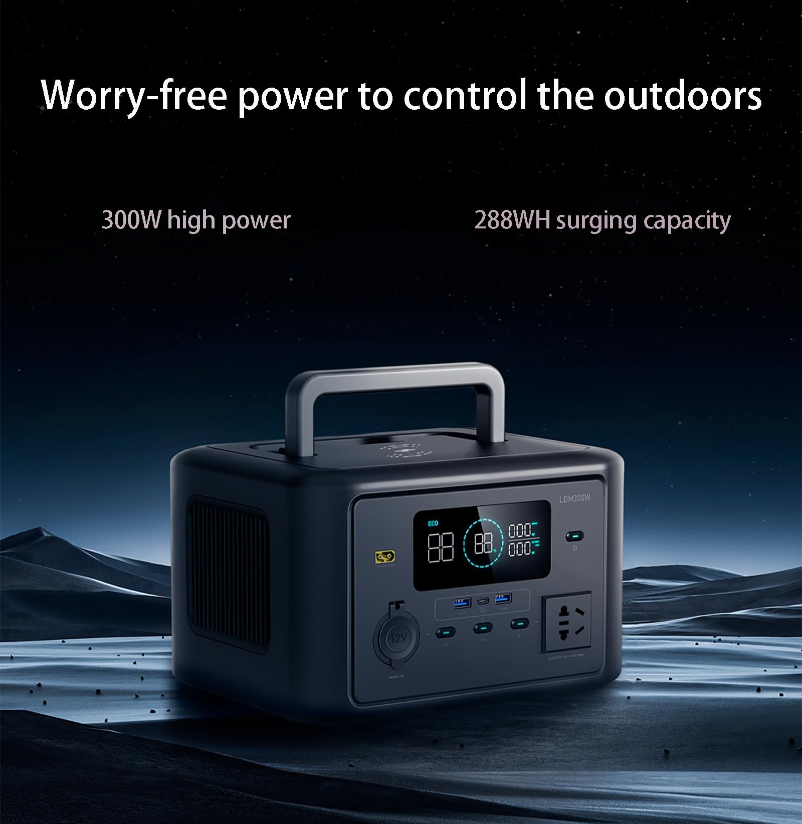 Station d'alimentation Portable 288 Wh avec Prise Secteur 300 W/100 V-240 V, Batterie Externe Solaire pour Camping-Cars, véhicules de Loisirs et véhicules de Secours.