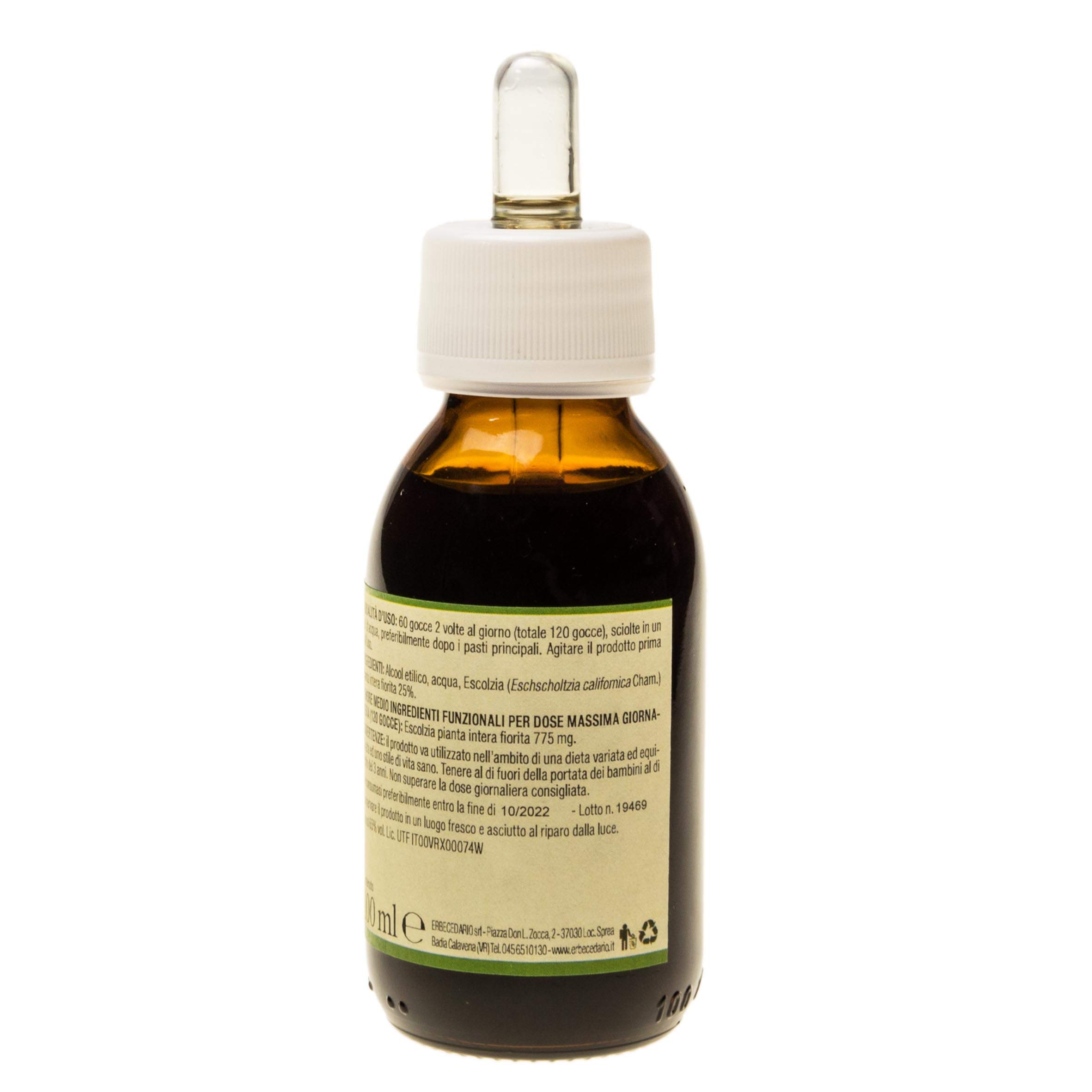 Tintura Madre Escolzia Erbecedario, Soluzione Idroalcolica, Gocce Per Dormire Naturali, Gocce Rilassanti Adulti Per Dormire La Notte, Calma Stress Per Un Sonno Profondo Tutta Notte, 1 Flacone 100 ml