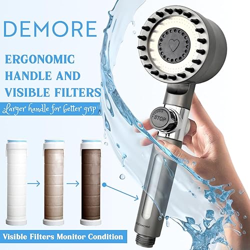 Miniatura 2 de DEMORE Cabezal de ducha filtrado con sistema de filtración multietapa, gris