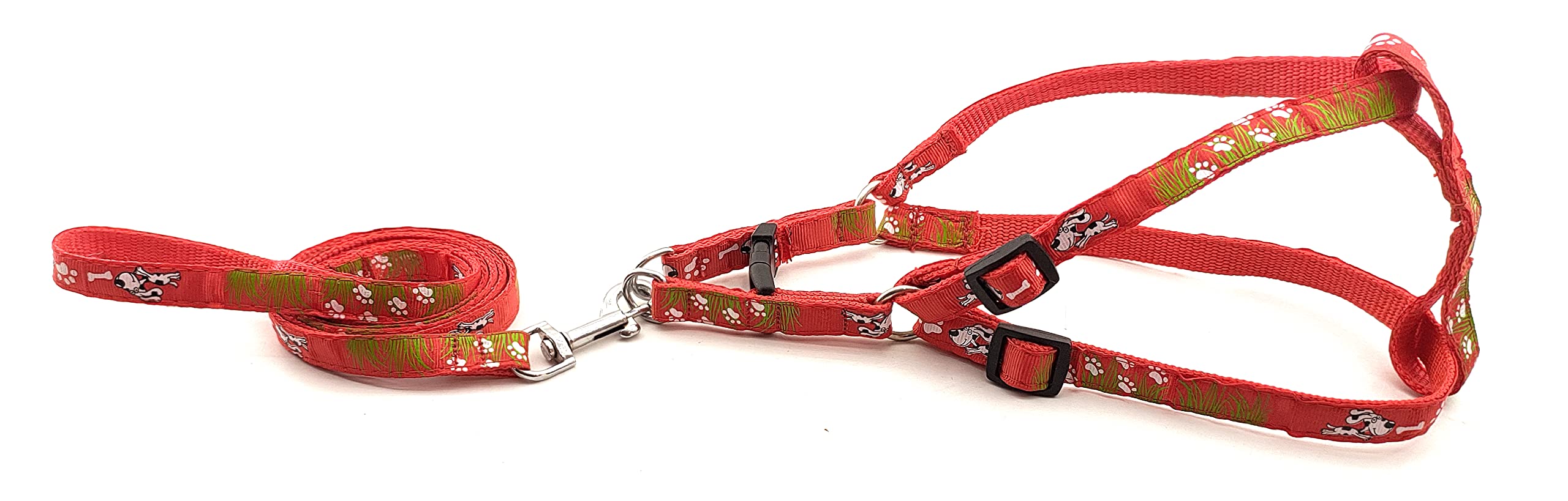 RvPaws Adjustable Leash with Harness Set Printed Nylon Puppy Harness for Small & Medium Dogs (Red Color) (B0BGYCL2HY) Amazon Price History, Amazon Price Tracker