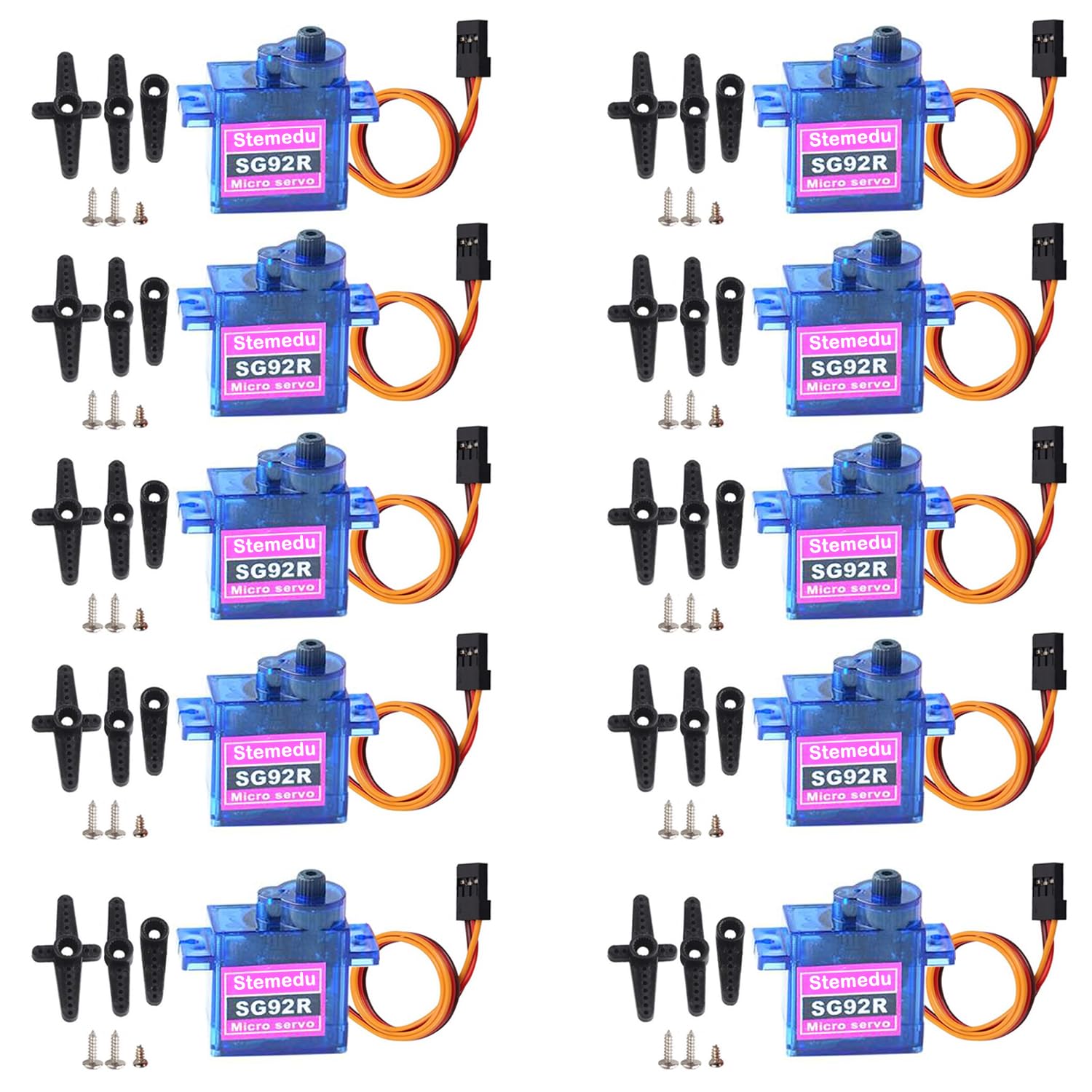 Lot de 10 micro servomoteurs analogiques SG92R 9G 360° rotation continue pour Arduino