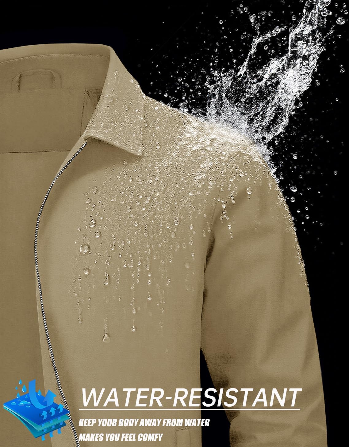 MAGNIVIT Men's Lightweight Jackets Light Windbreaker Full Zip Up Stylish Golf Coat Business Work Casual Dress - Image 2