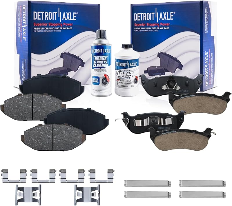 Pastilhas de freio cerâmicas Detroit Axle para Ford Crown Victoria 1998-2002 – Kit dianteiro e traseiro