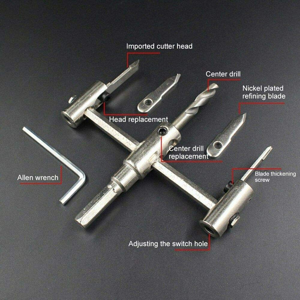 Adjustable Hole Cutter Circle Hole Saw Drill Bit Round Cutting Wood Cutter 40-200mm - Image 3