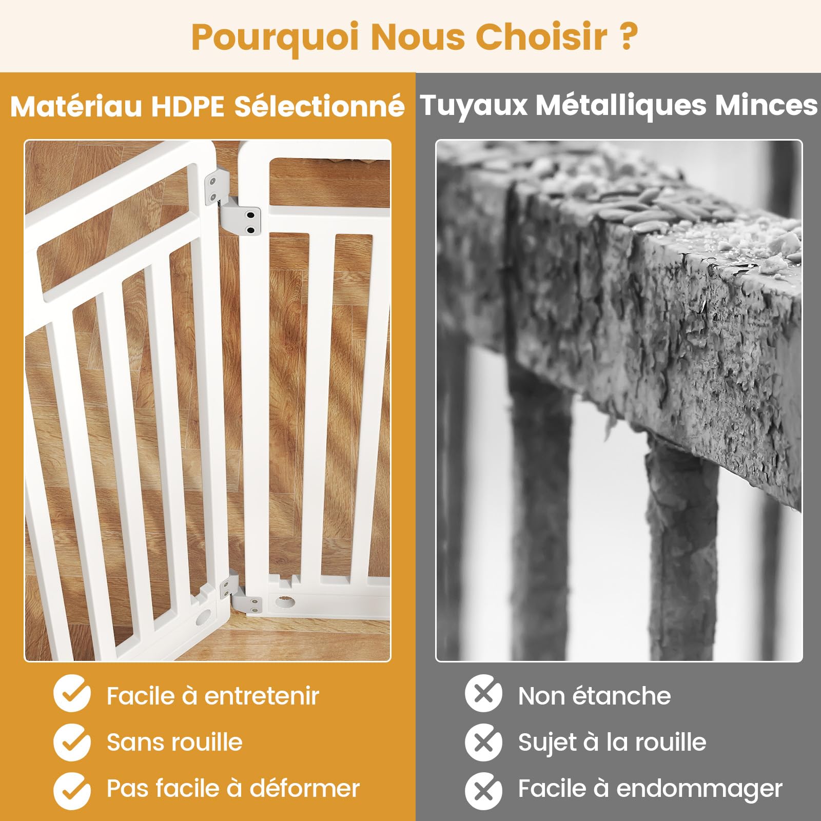 GYMAX Barrière de Sécurité pour Chien à 8 Panneaux en HDPE, avec Porte Verrouillable, Combinaison Libre de Forme, Utilisation Intérieure Extérieure, Assemblage Facile, Parc pour Chien Chiots Chat