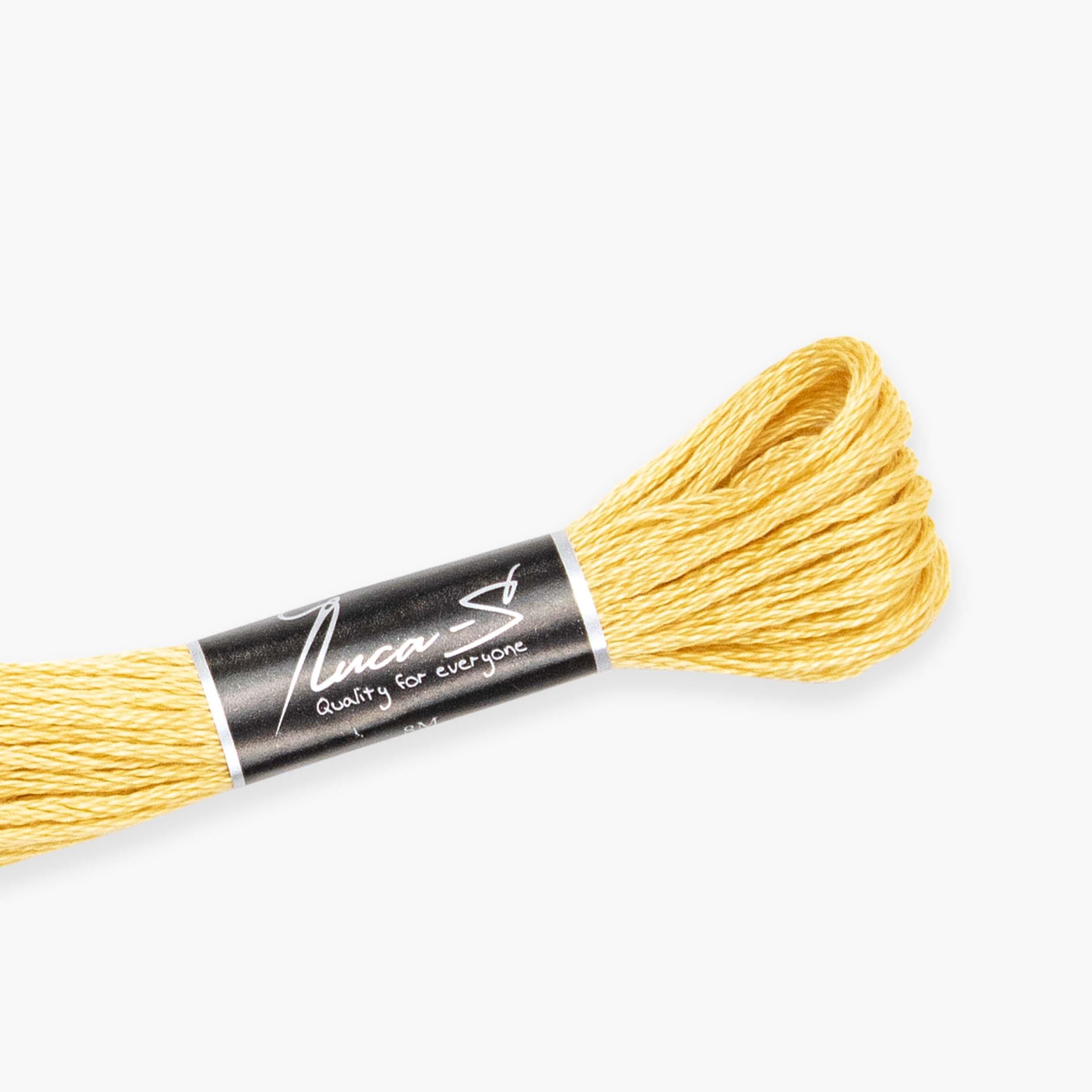 12 Pack of Premium Embroidery Thread Luca-S, 100% Giza Cotton, Oeko TEX Certified Stranded Cotton - 339 / DMC 676 / Anchor 891