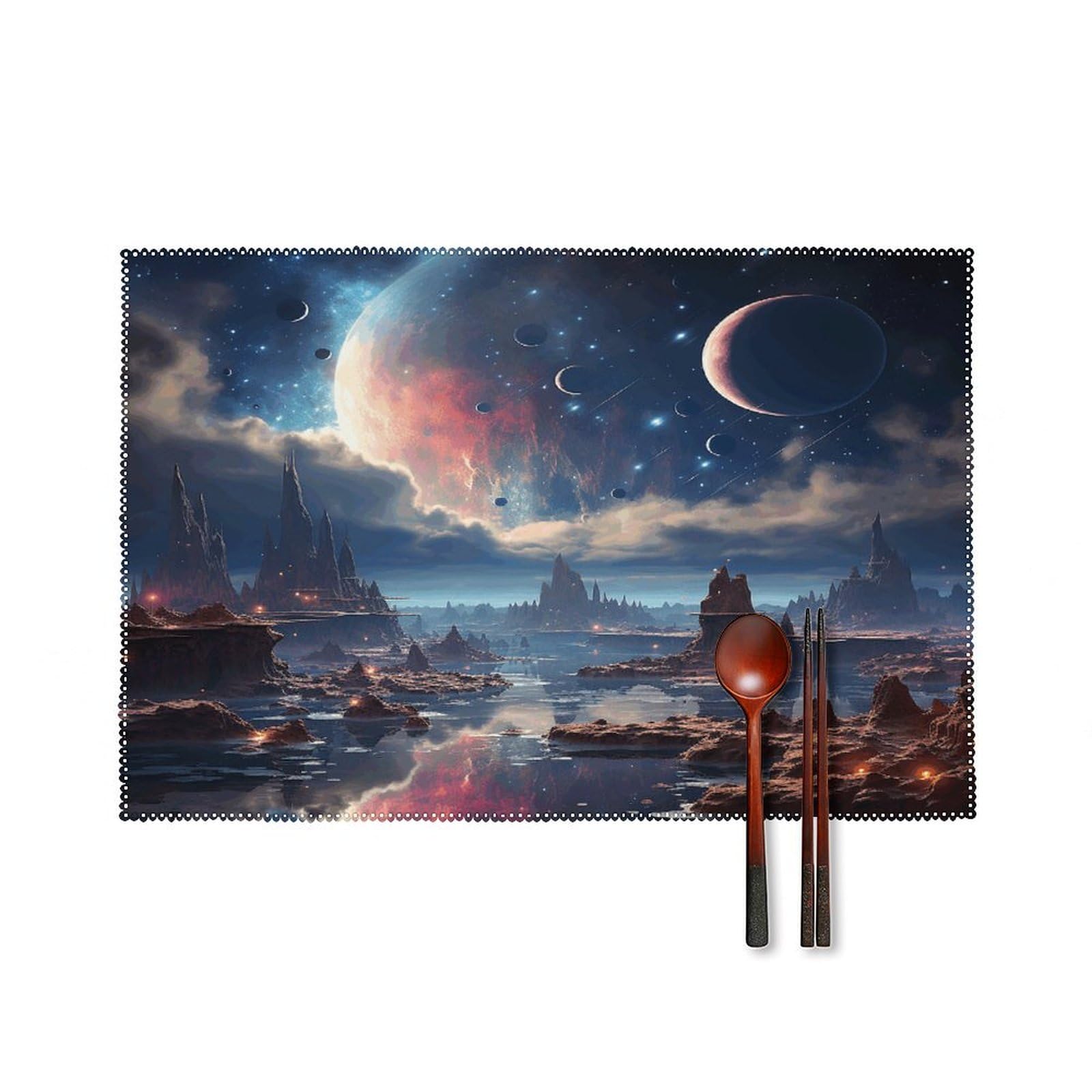 Fekiloot Style Galaxy Placemats Set Of 6,Table Mat