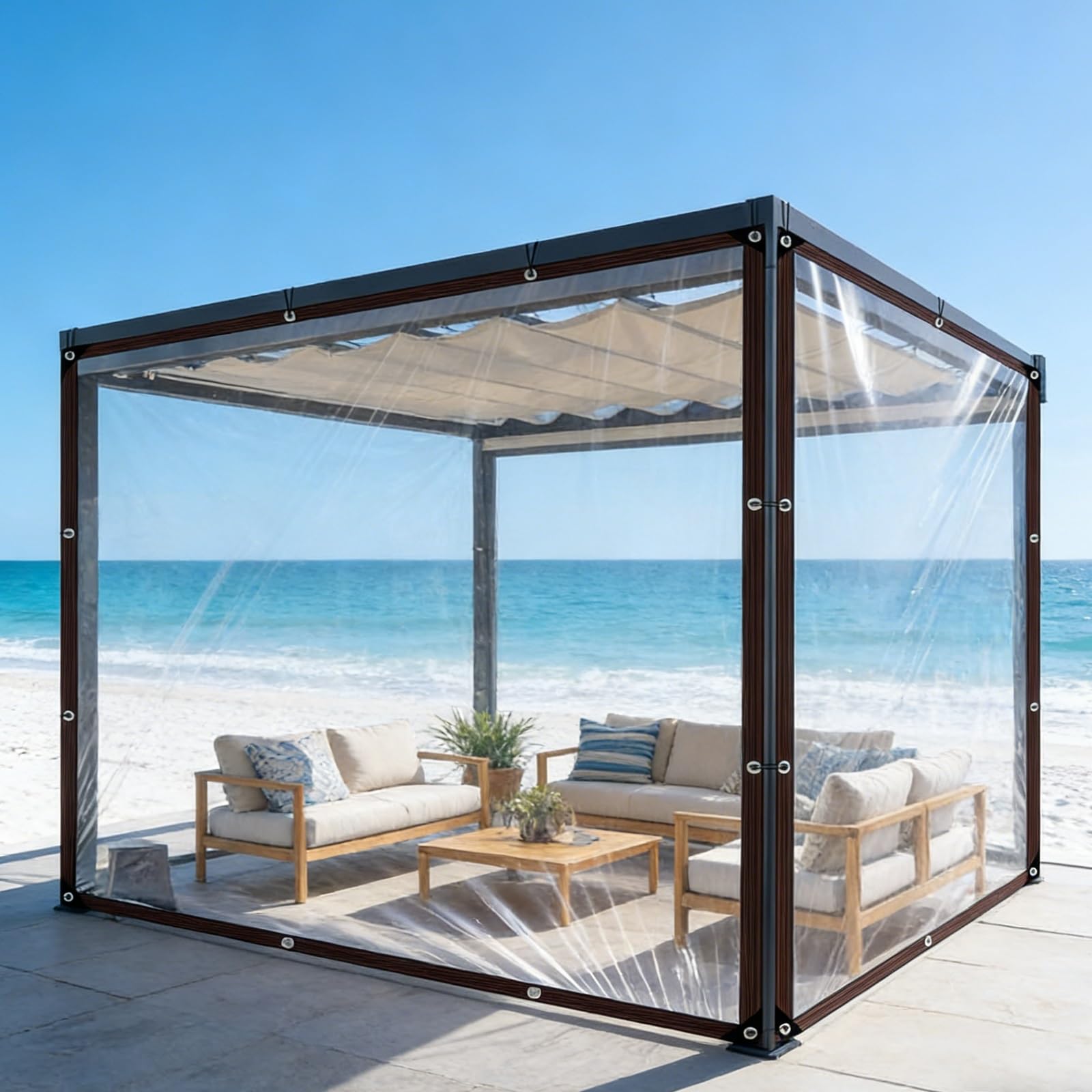 Lona impermeable resistente a los rayos UV y al desgarro 200x280 cm transparente