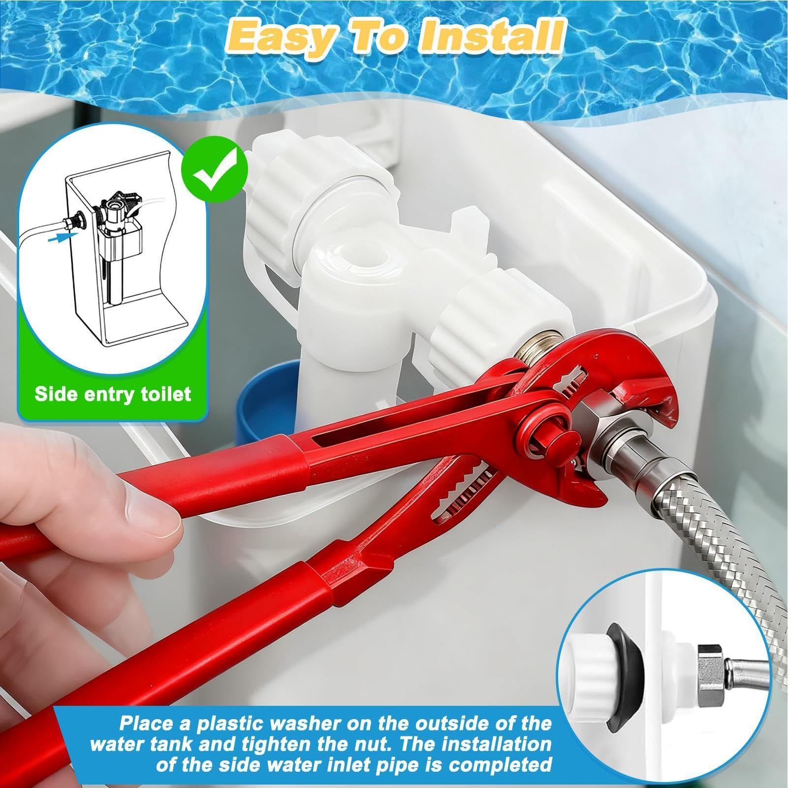Kit di ricambio per valvola di riempimento WC, facile da installare valvole 'acqua a prova di perdite, 27 x 15 cm, valvola di riempimento del serbatoio del WC, valvole di controllo 'acqua