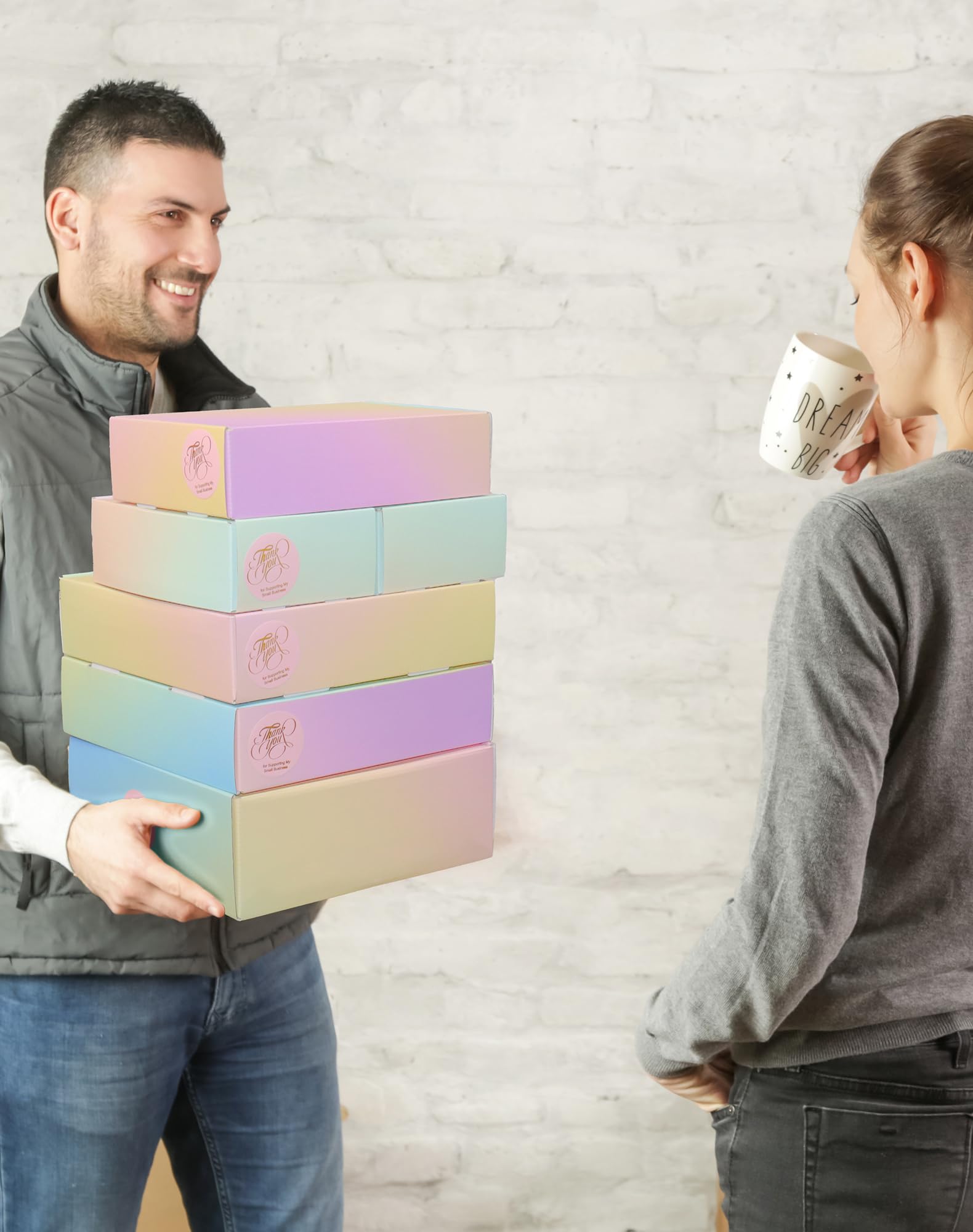 TryDrem Small Shipping Boxes 6x4x2 Inch, Set of 50, Colored Corrugated Cardboard Boxes, Mailer Packaging Boxes for Small Business Gift Literature Shipping