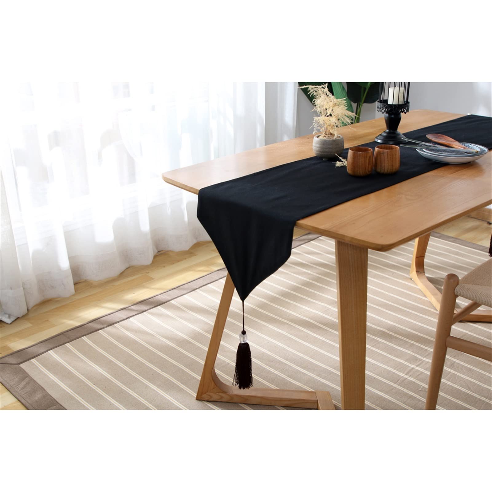 Elegancki i luksusowy Biały elegancki stół obrusowy czarny stół akcesoria Prezenty świąteczne (Color : Black, Size : 33x200cm)