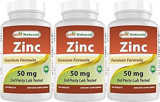 Best Naturals Zinc Supplement as Zinc Gluconate 50mg 240 Tablets Pack of 3