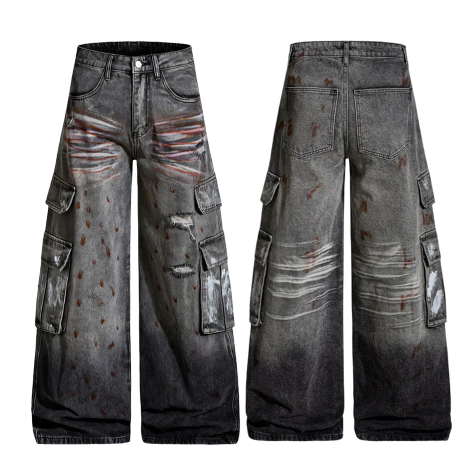 Jeans larghi casual a vita media fidanzati jeans a gamba larga jeans unisex graffiti larghi Streetwear unisex graffiti larghi grunges hiphop streetwear Harajukus