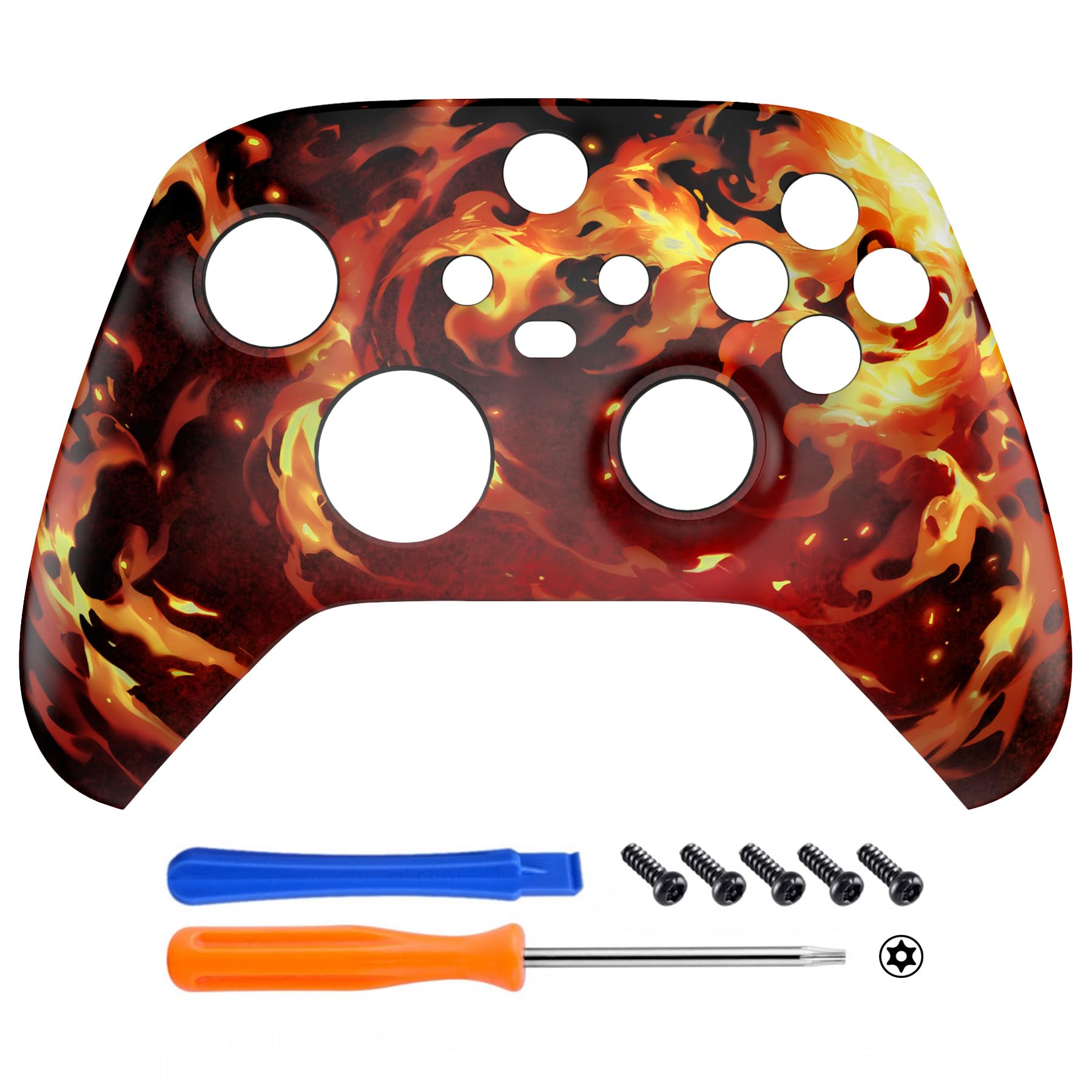 eXtremeRate DIY-Ersatz Front Gehäuse Case für Xbox Series X&S Controller, Custom Vordere Hülle Matte Faceplate Cover Zubehör für Xbox Core Controller Model 1914-Feuersbrunst Zauber - 4
