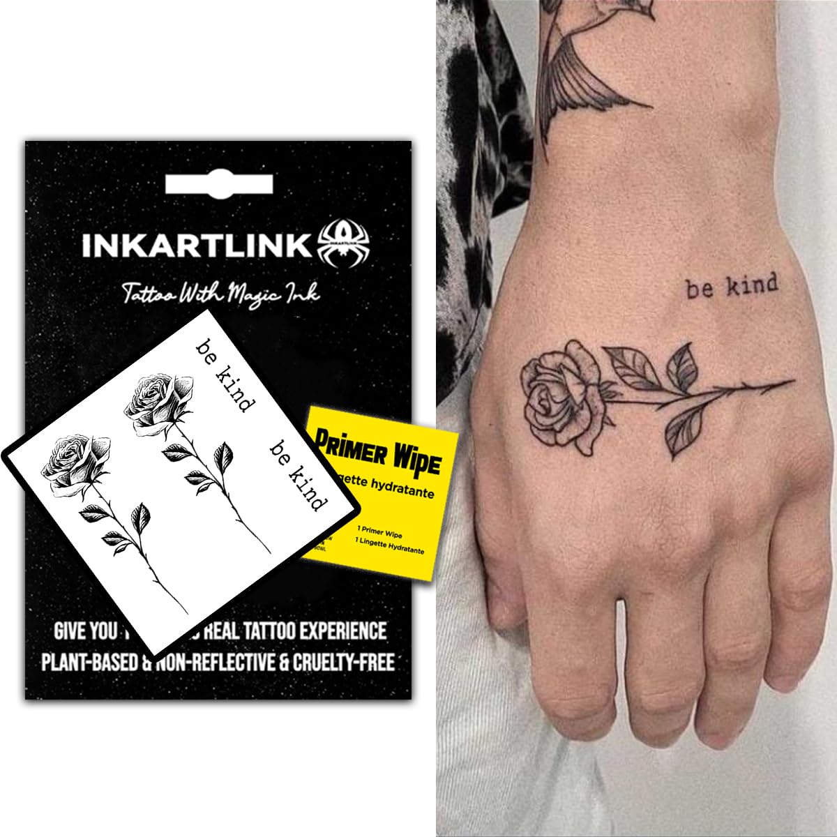 INKARTLINK Semi Permanent Tattoos, Tattoos for Women, Holiday Tattoos, Party Favors, Lasts 7-15 Days, Waterproof and Non-reflective, Unique Design(Be Kind)
