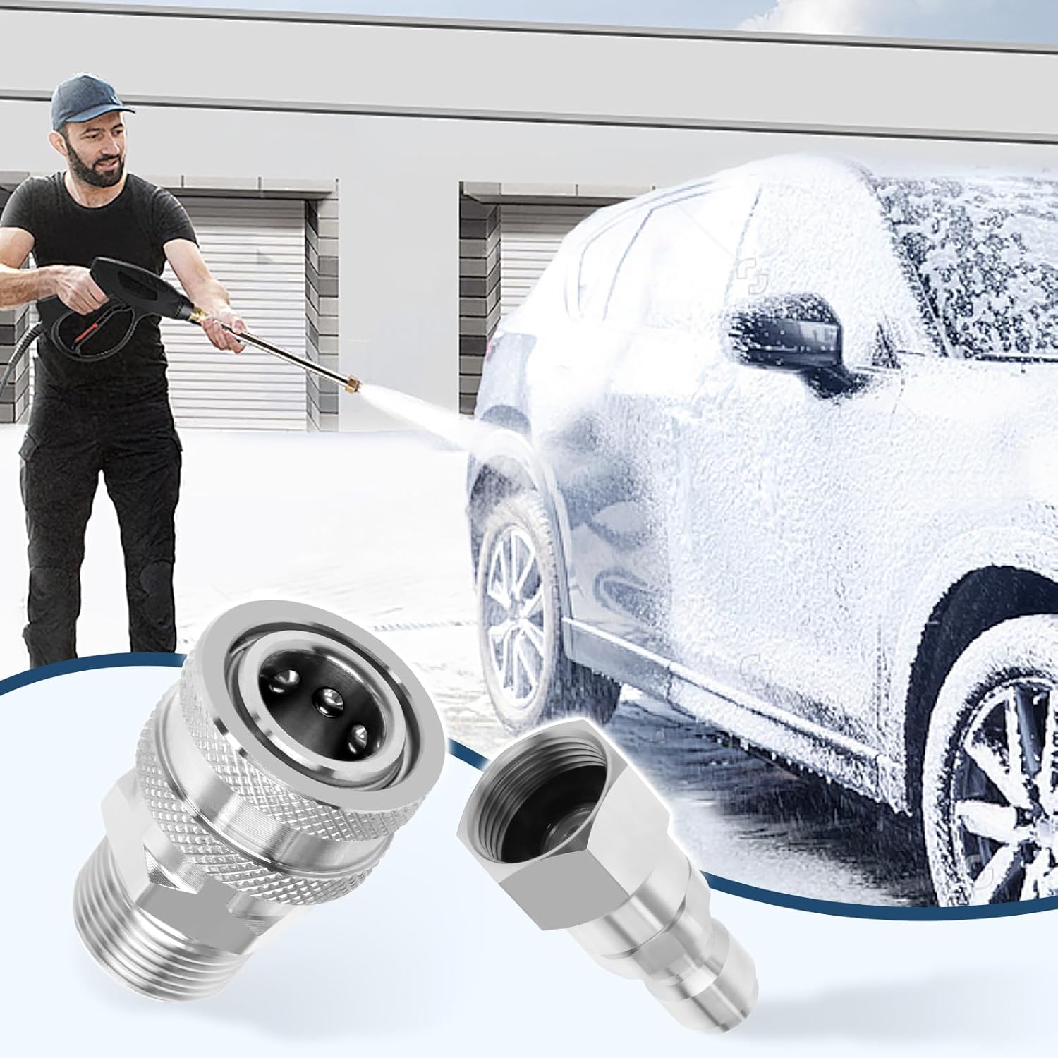 Pressure Washer Quick Connect Kit, M22 Swivel to 3/8" Quick Connect, M22-14mm Male Thread Quick Connector